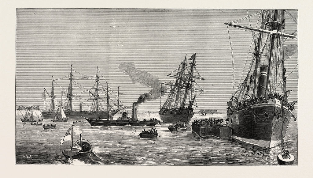 Detail of Arrival of the First Transport Ships at Port Said with Indian Troops on Board, Egypt by Anonymous