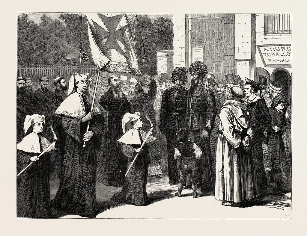 Detail of A Religious Procession in the Strada Reale, Malta by Anonymous