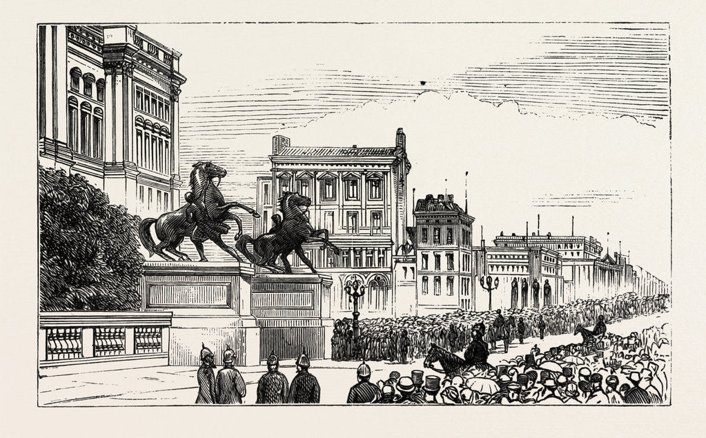 Detail of The Berlin Congress, Entrance to the Royal Castle, Keeping the Road for the Guests to the Banquet by Anonymous