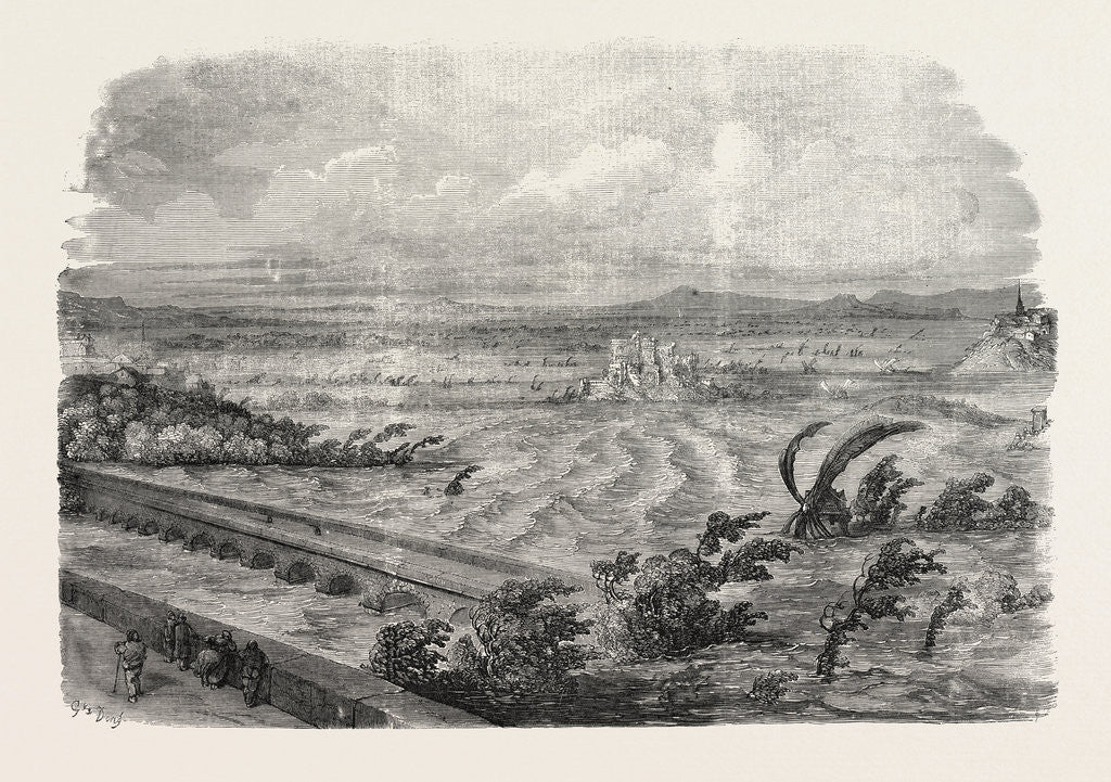Detail of The Inundations at Lyons: Effect of the Mistral Wind Upon the Flood, France, 1856 by Anonymous