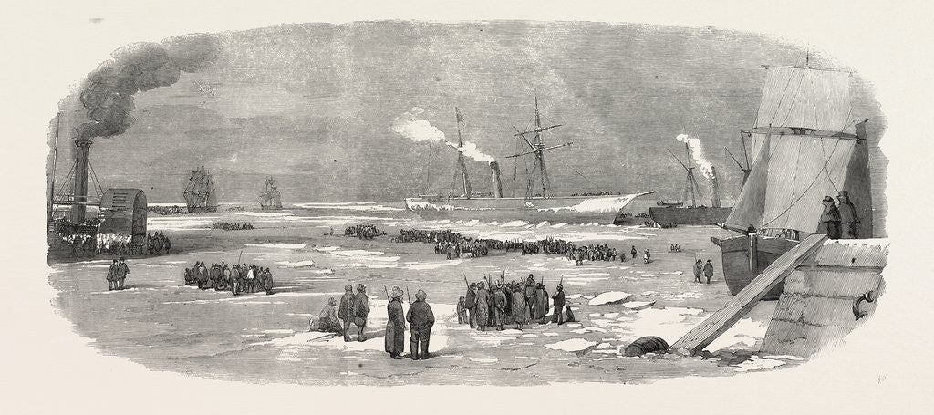 Detail of The North Sea Steamer Forcing Her Passage Through the Ice to Cronstadt, Kronstadt, Russia, 1856 by Anonymous