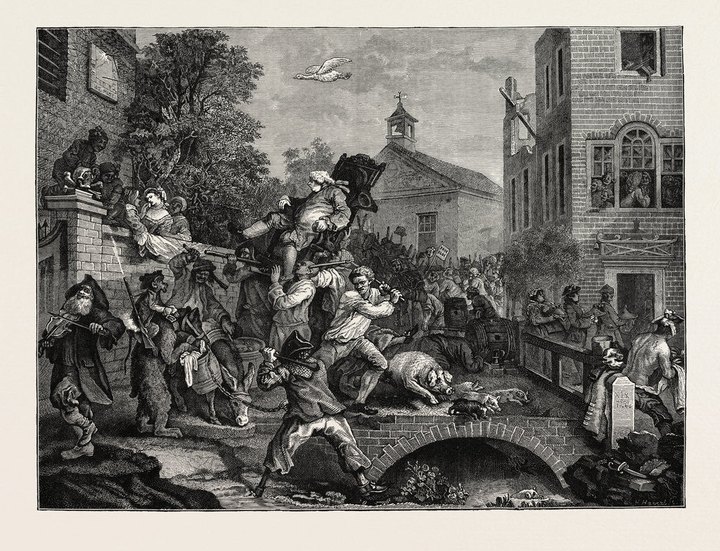 Detail of A Parliamentary Election the Eighteenth Century: Chairing a Member by Anonymous