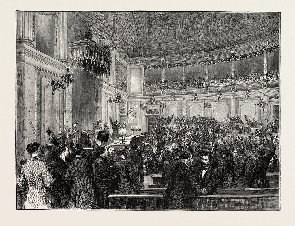 Detail of The New Regime in Spain: Proclaiming the Republic in the Cortes at Madrid, February 11, 9 P.M., 1873 by Anonymous