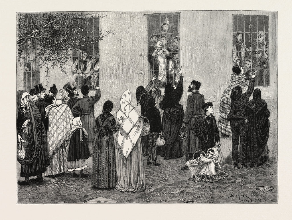 Detail of The Civil War in Spain: Visiting Carlist Prisoners in the Military Prison of San Francisco, 1873 by Anonymous
