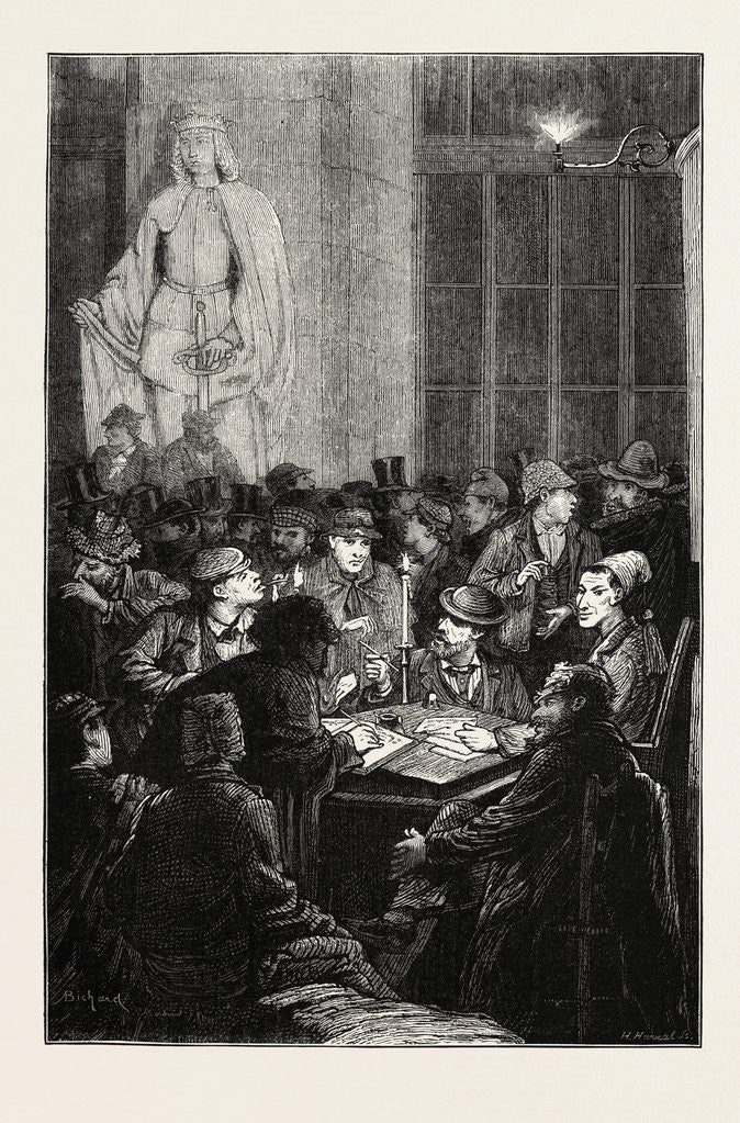 Detail of The Carlist Revolt in Spain: Enrolling Volunteers for the Federal Battalion Under the Portico of the Ministry of Finance, Madrid, 1873 by Anonymous