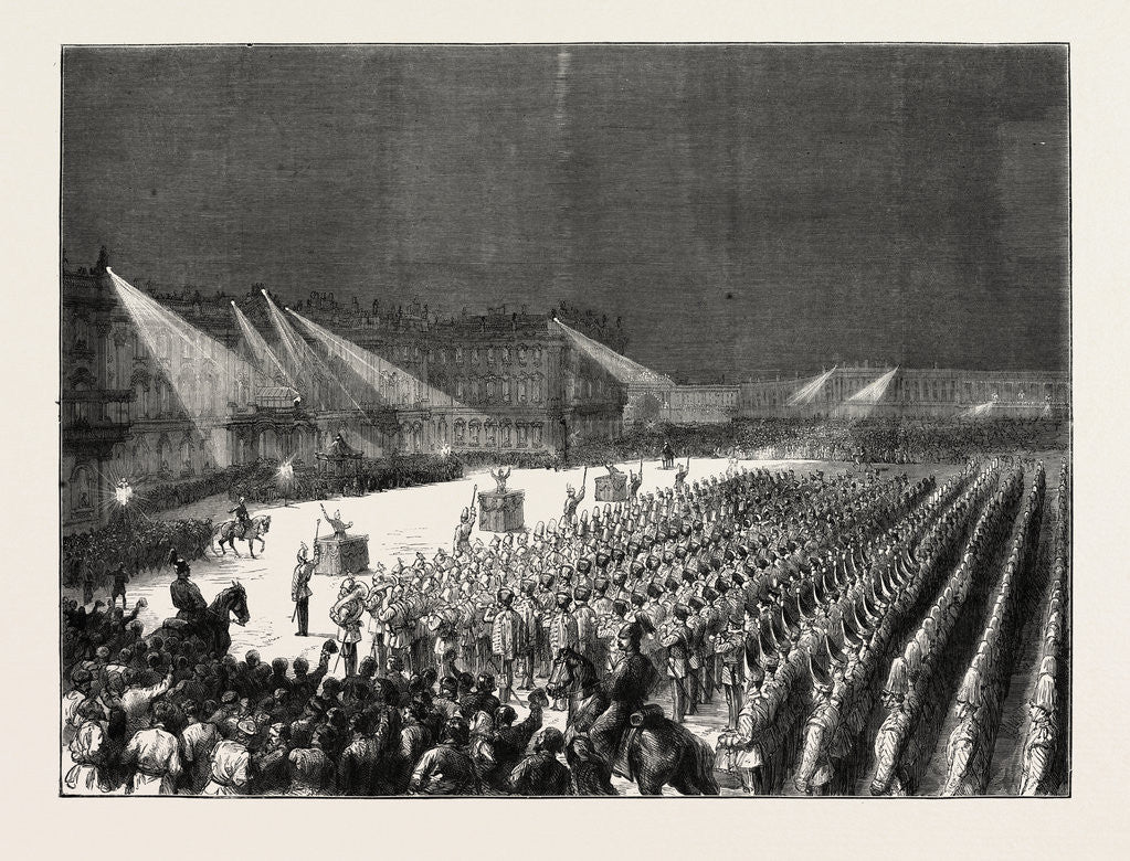 Detail of The Emperor of Germany at St. Petersburg, Russia: Military Concert by Electric Light Before the Winter Palace, 1873 by Anonymous