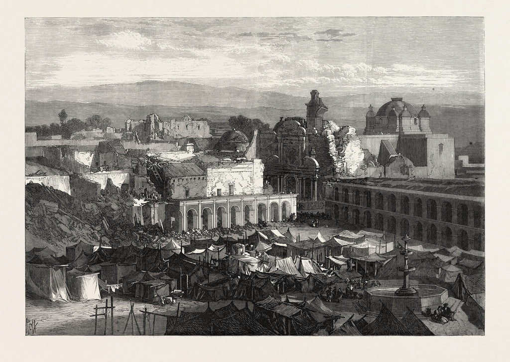Detail of The Earthquake at Arequipa, Peru: The Plaza Mayor and Encampment of the People, 1868 by Anonymous