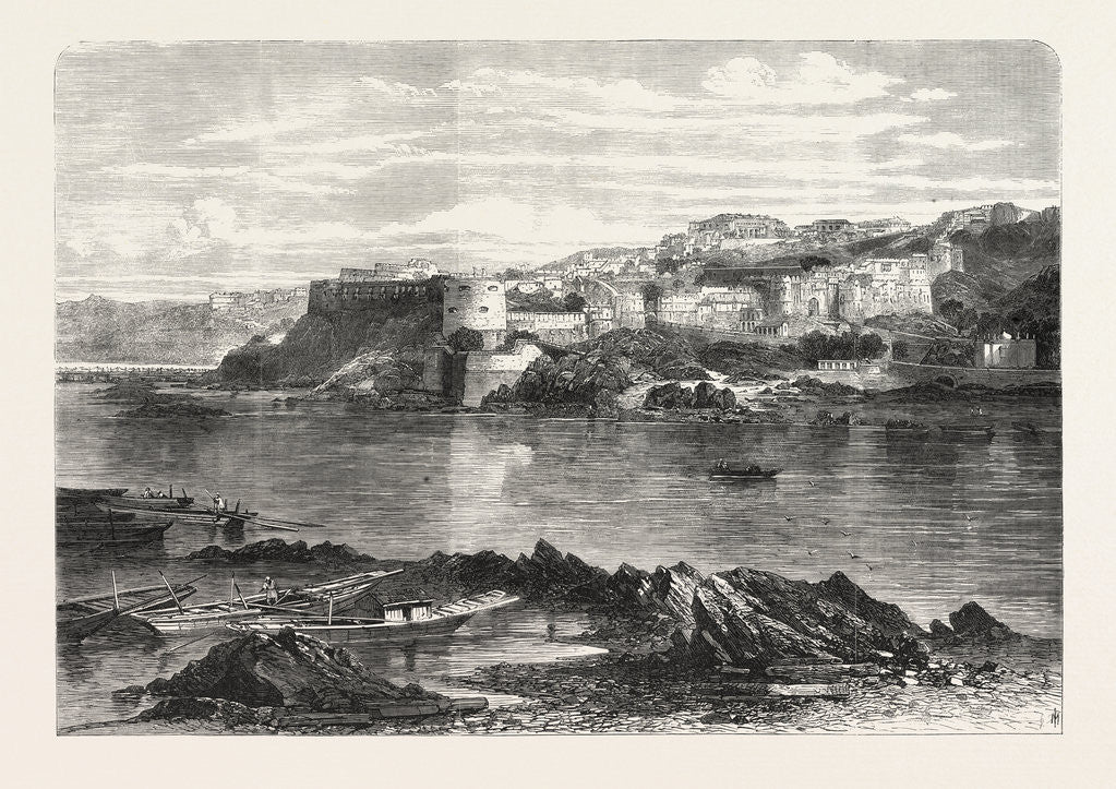 Detail of The War on the Punjaub Frontier: The Fortress of Attock, Pakistan, 1868 by Anonymous