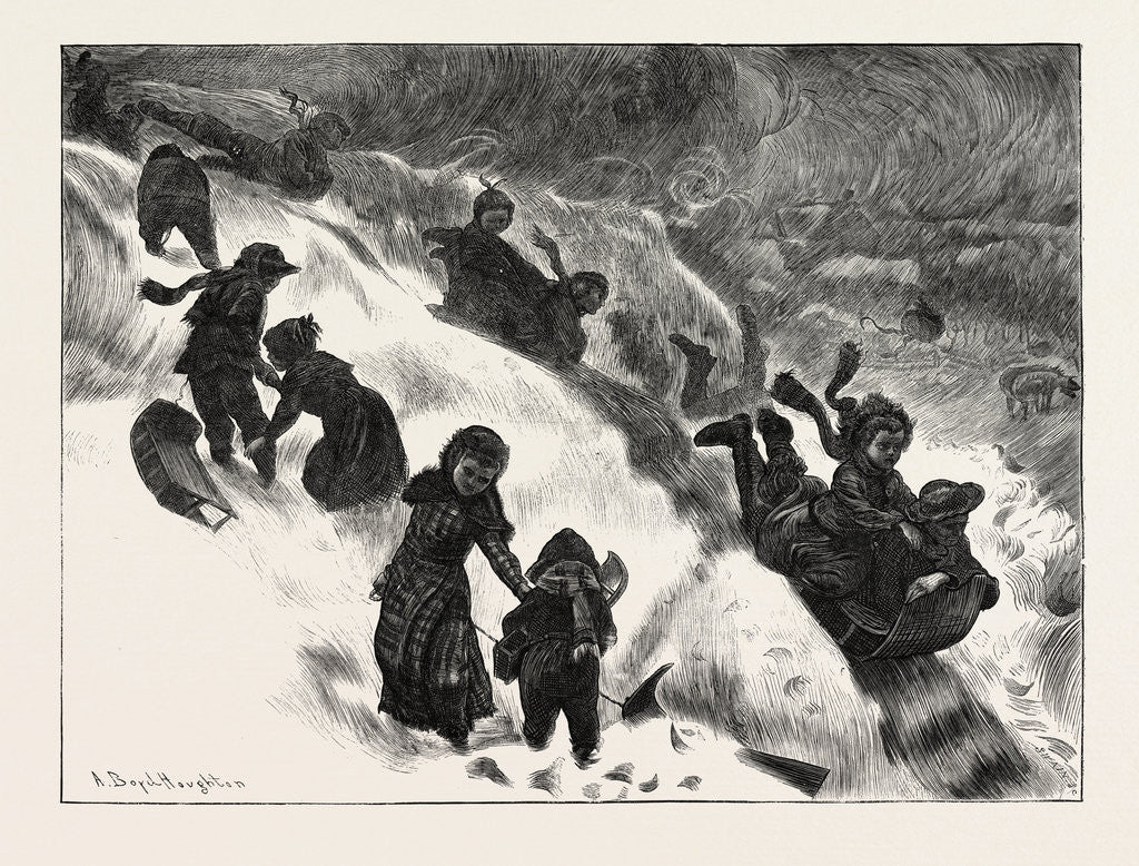 Detail of Coasting or Tobogganing at Omaha, 1871 by Anonymous