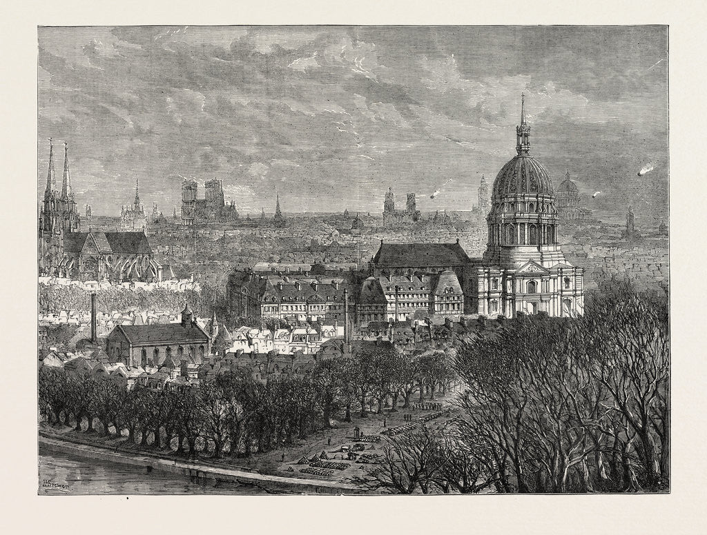 Detail of The The Quarter of Paris Under Bombardment, As Seen from the Trocadero, France, 1871; St. Pierre De Caillous, the Champ De Mars by Anonymous
