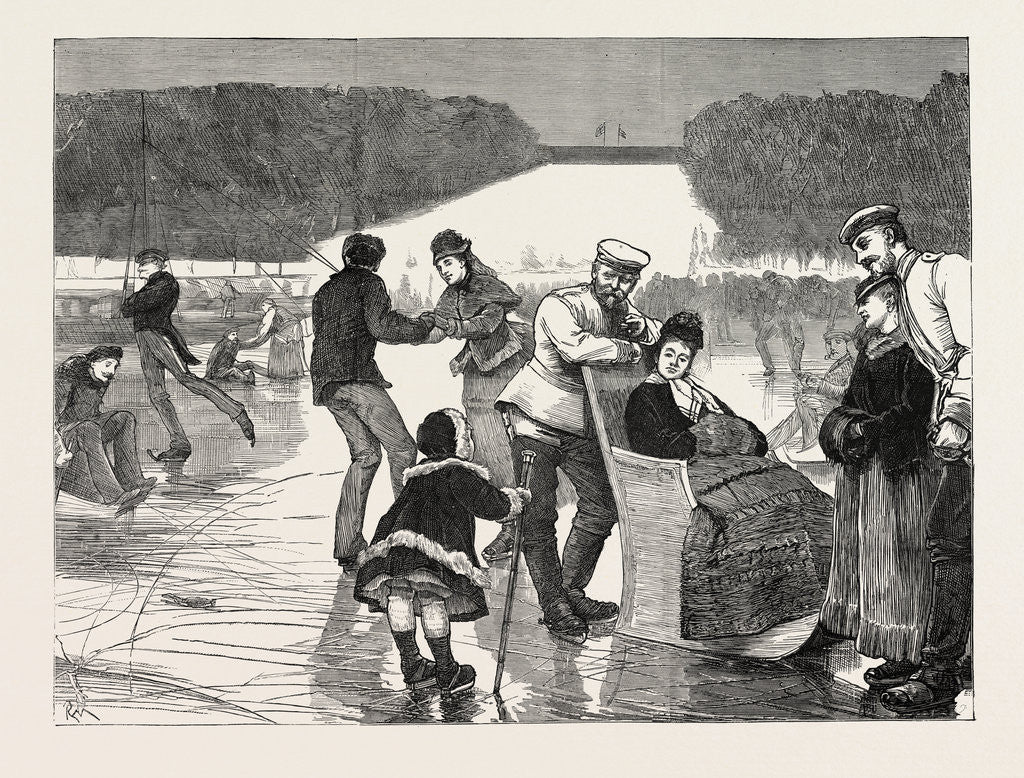 Detail of The Three Miles from the Front, Skating at Versailles, France, 1871 by Anonymous