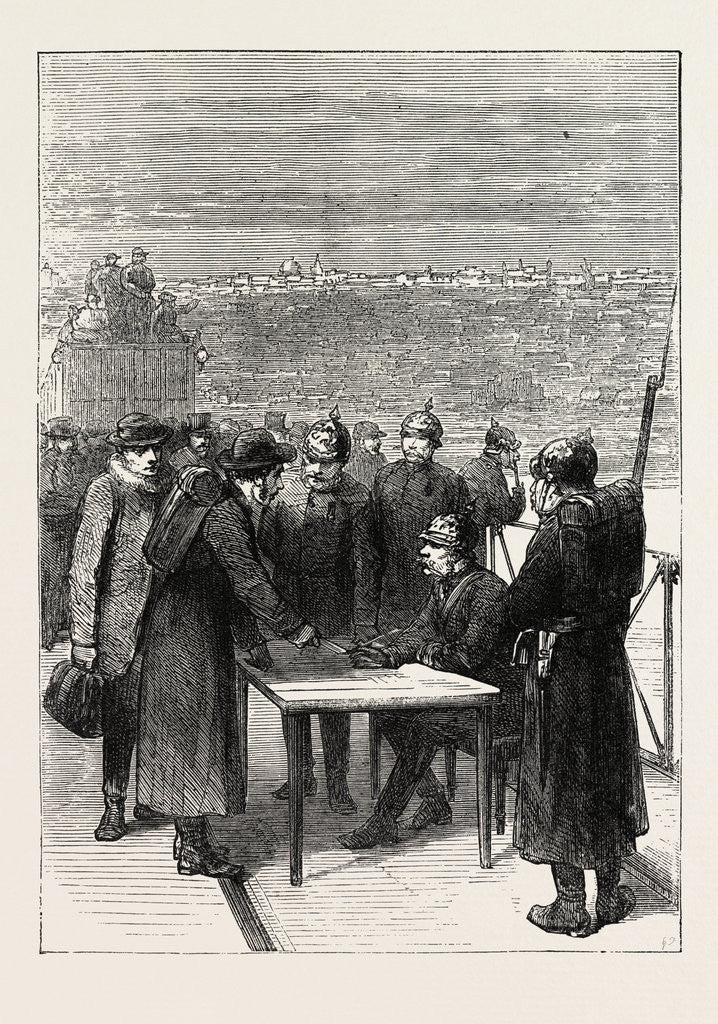 Detail of The Prussians Examining Passes at the Bridge of Asnieres, France, 1871 by Anonymous