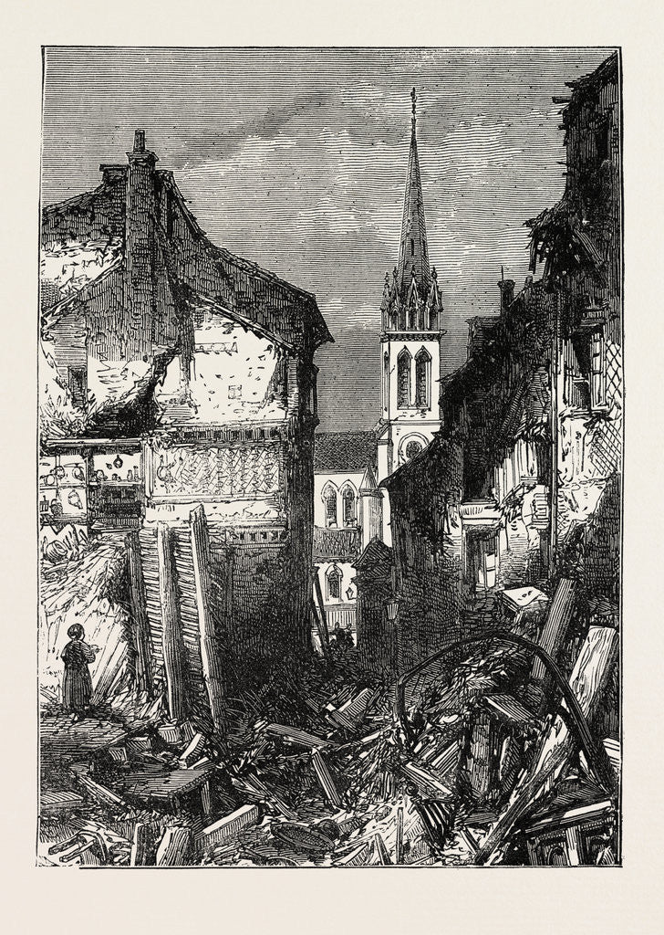 Detail of The Rue De L'Eglise, St. Cloud, France, 1871 by Anonymous