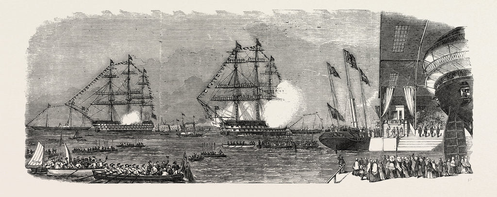 Detail of The Arrival of Her Majesty at Portsmouth on the Occasion of the Launch of the Marlborough, UK, 1855 by Anonymous