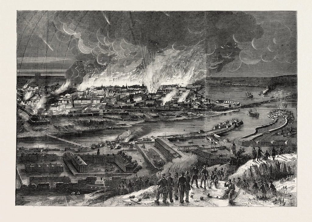 Detail of The Crimean War: Conflagration of Sebastopol, on the Morning of September 9, 1855, from the Height at the Termination of the Redan by Anonymous