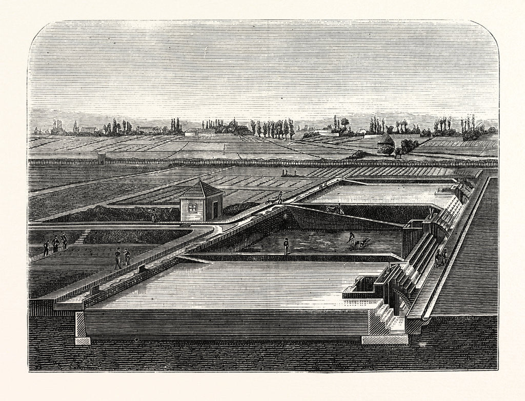Detail of Utilization Of The Sewage Of Paris: Reservoirs For Chemically Purifying The Sewage. France by Anonymous