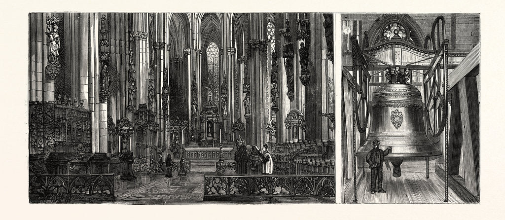 Detail of The Completion of the Cologne Cathedral, Germany. Kölner Dom. The Choir and High Altar and the Great Bell by Anonymous