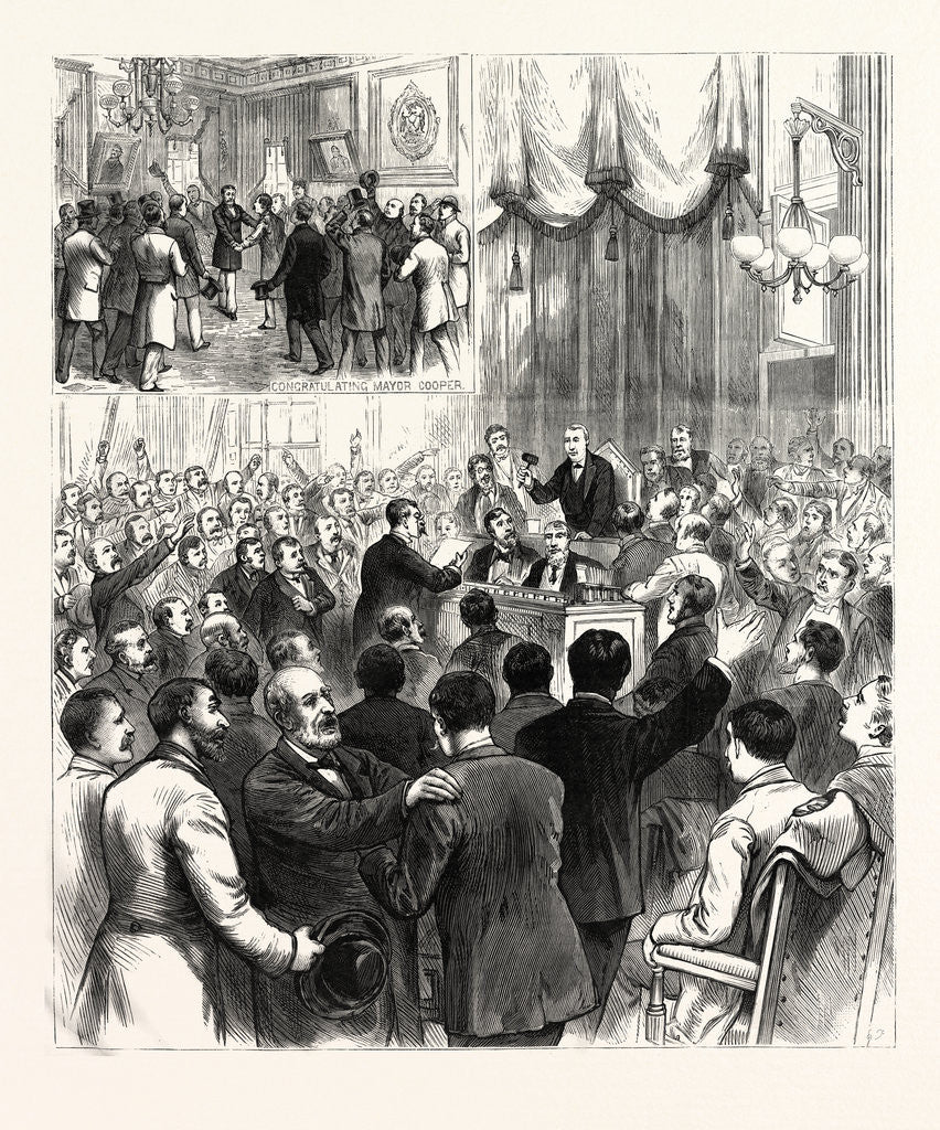 Detail of The Political Revolution in New York: Scene in the Aldermanic Chamber on the Confirmation of Mayor Cooper's Nominations by Anonymous