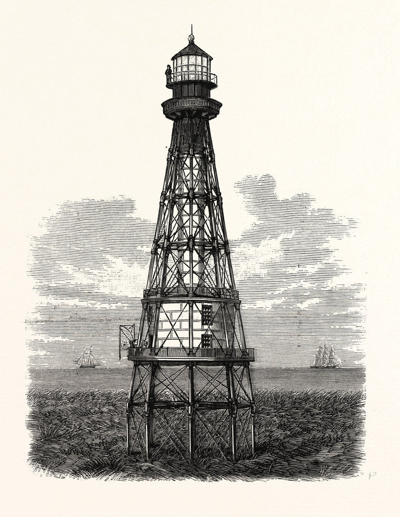 Detail of Louisiana: New Lighthouse Under Construction at South Pass by Anonymous