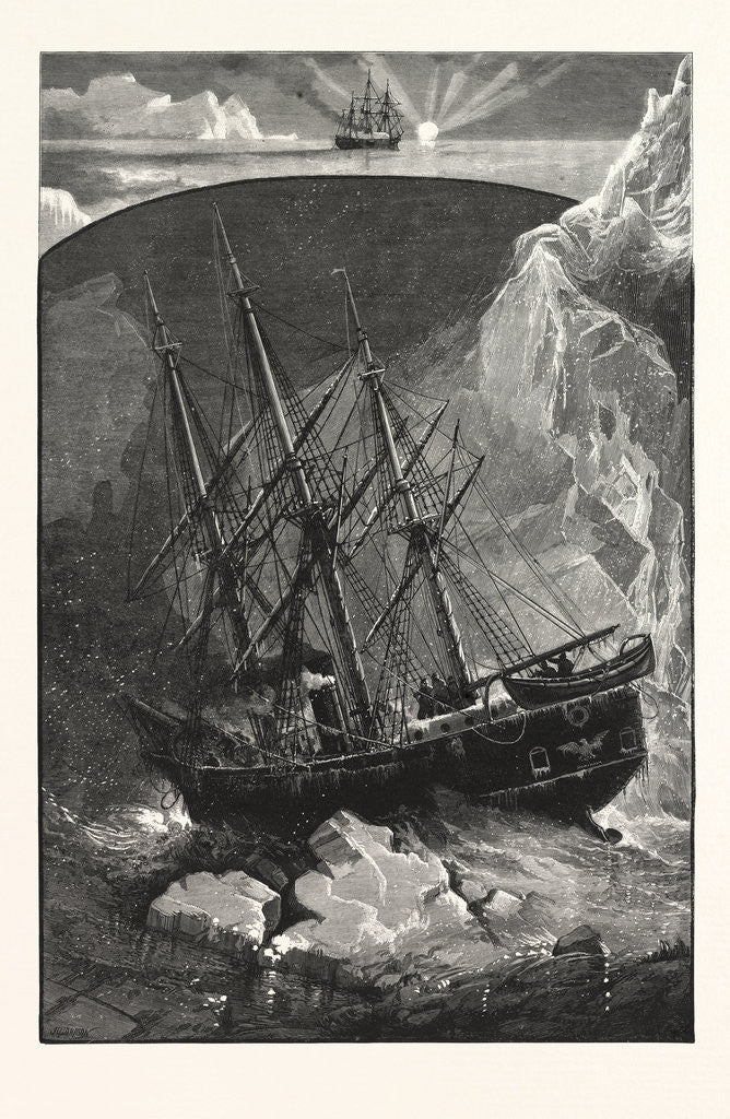 Detail of In Search of the North Pole: The Exploring Steam Yacht Jeannette in the Ice Floes of the Arctic Ocean by Anonymous