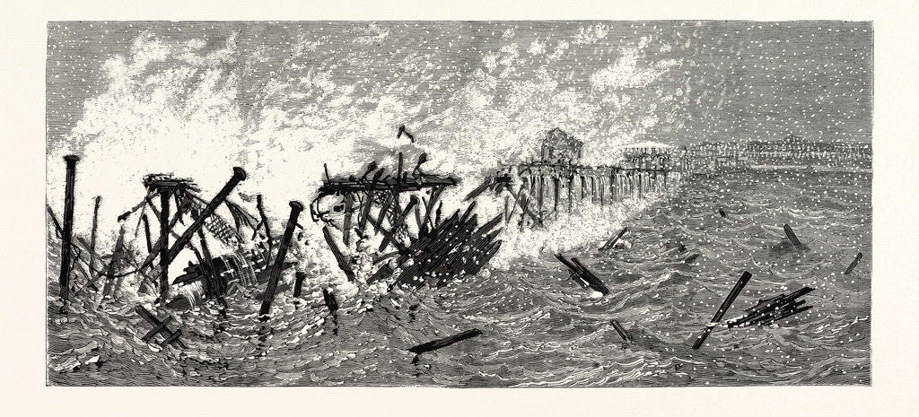 Detail of New Jersey: Threatened Destruction of the Iron Pier at Long Branch During the Storm of December 21st by Anonymous