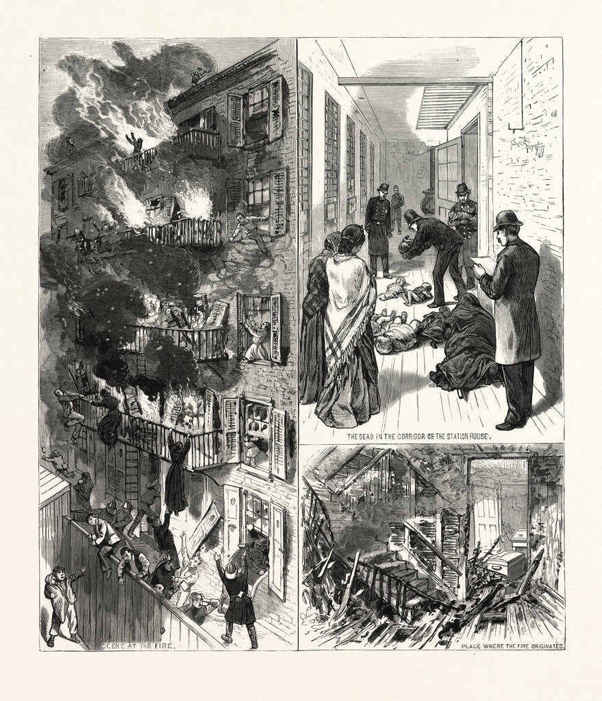 Detail of New York: The Fatal Fire in the Rear Tenement of No. 35 Madison Street by Anonymous