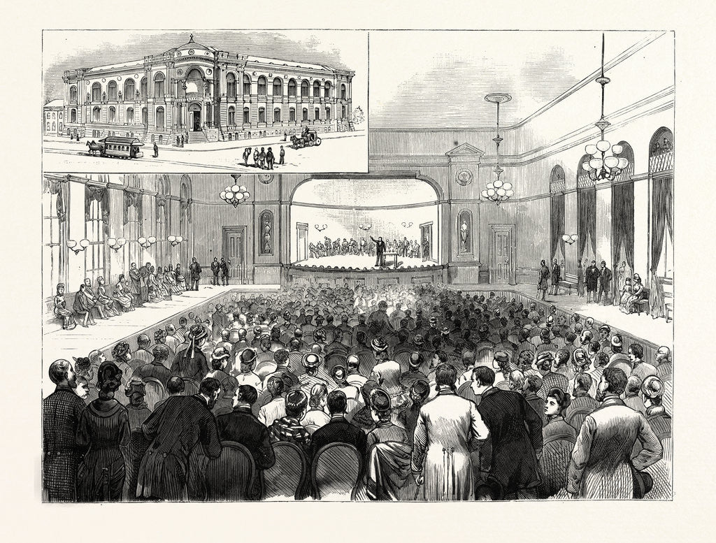 Detail of Missouri: New Hall of the Liederkranz Singing Society of St. Louis, Inaugurated December by Anonymous