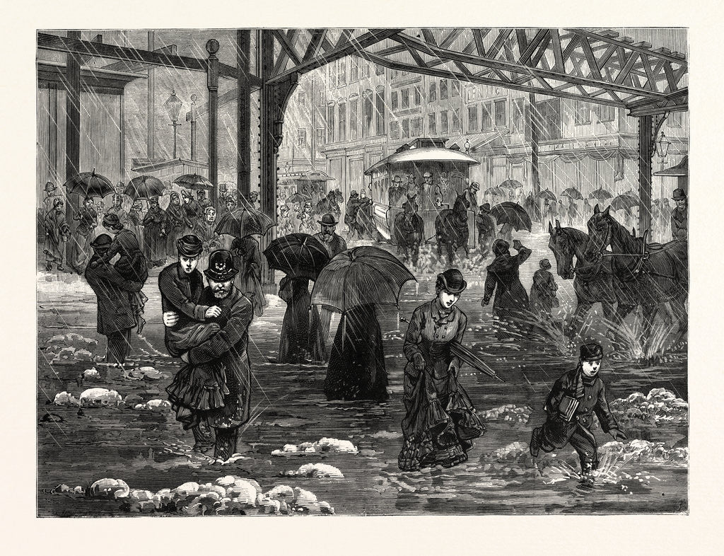 Detail of New York: An Incident of Shopping Day During the Thaw, at Canal Street and West Broadway by Anonymous