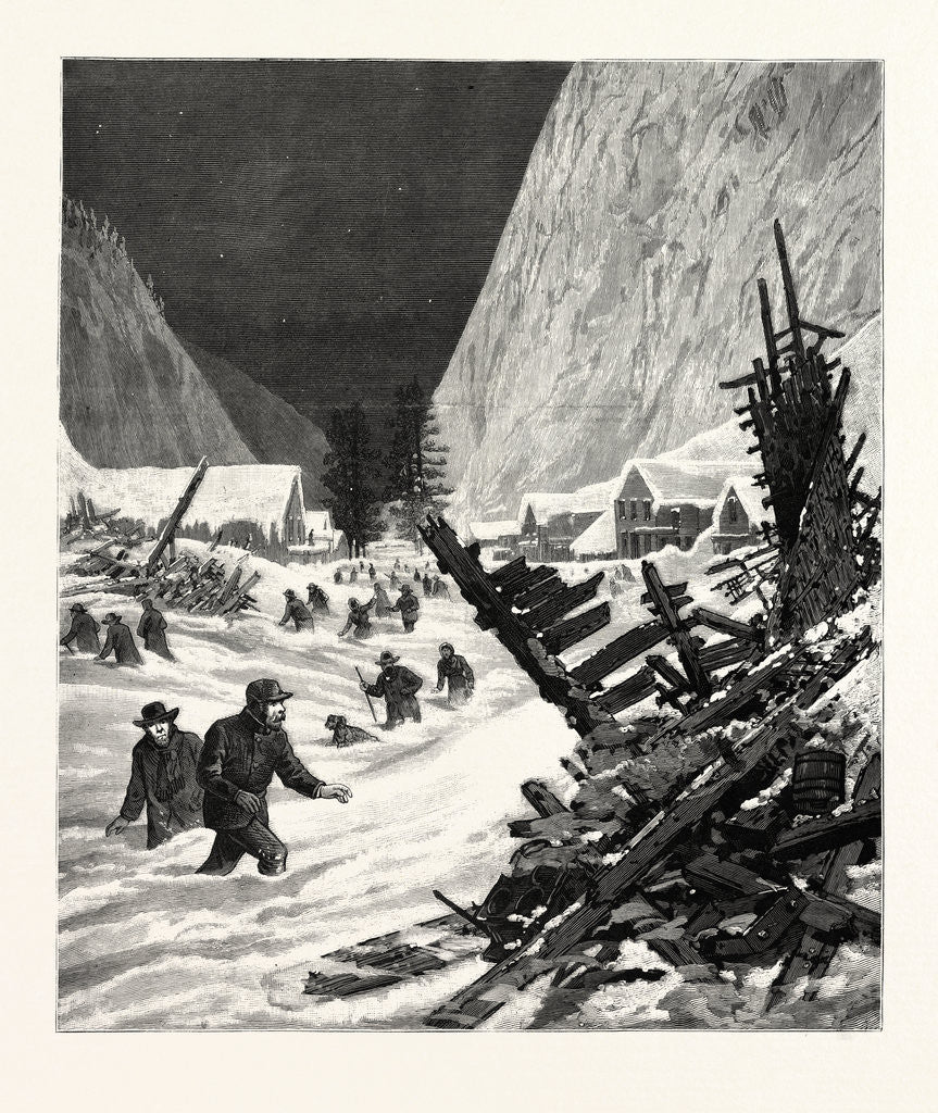 Detail of Utah: The Recent Snow Slide in the Wahsatch Mountains, Effects of the Avalanche in the Town of Alta by Anonymous