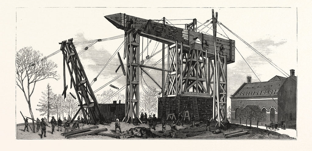Detail of New York: The Method by which the Egyptian Obelisk Was Set in Its Permanent Position in Central Park by Anonymous