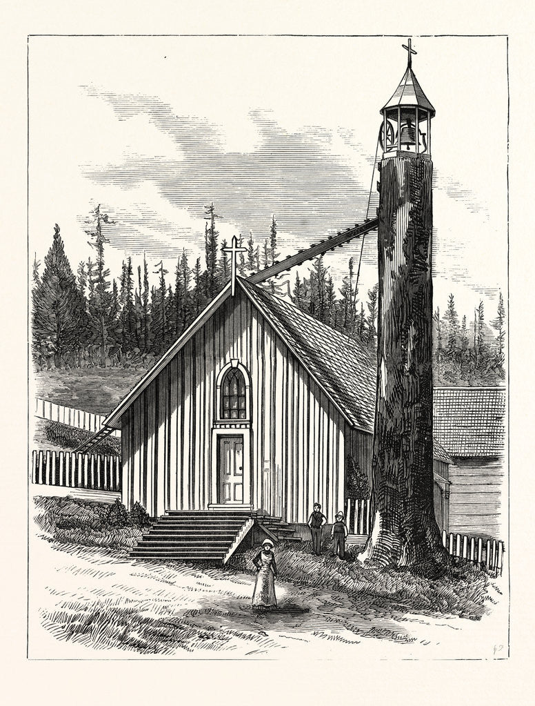 Detail of Washington Territory: The Episcopal Church and Belfry at Tacoma by Anonymous