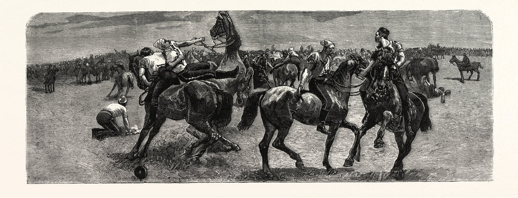 Detail of A Wrestling Match on Horseback Between the Dragoon Guards and the Royal Artillery, in the Transvaal by Anonymous