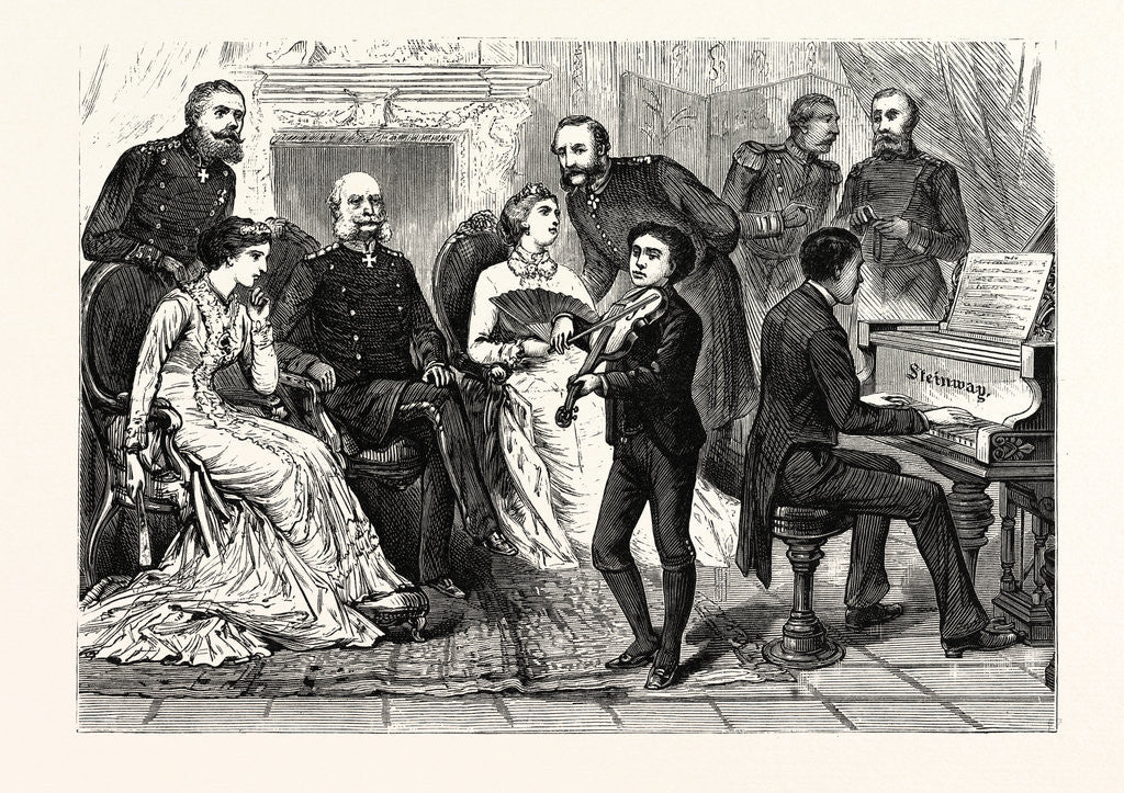 Detail of Maurice Dengremont, the Young Violinist, Playing Before the Imperial Family of Germany. Brasilian Violinist, 1867 - 1893 by Anonymous