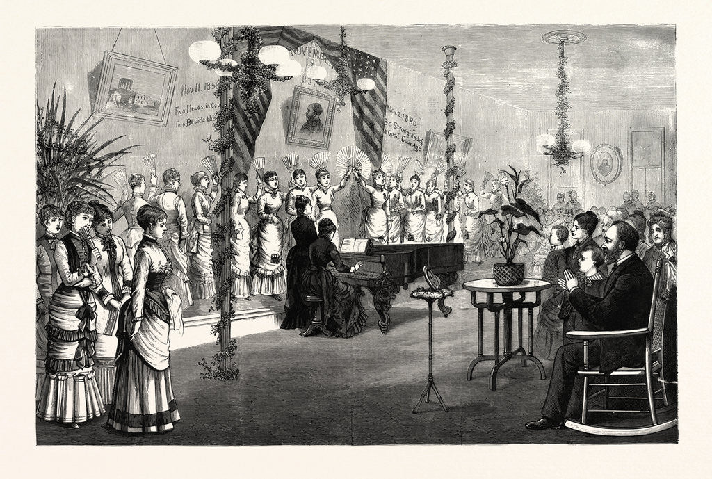 Detail of Ohio: Fan Drill of the Young Ladies of the Lake Erie Seminary at Painesville, Before President-Elect Garfield by Anonymous