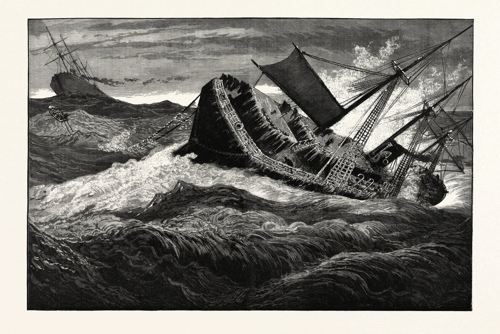 Detail of The December Gales on the Atlantic: The German Steamship Volmer Steering the Disabled Anchor Line Steamship Victoria Into New York Bay by Anonymous