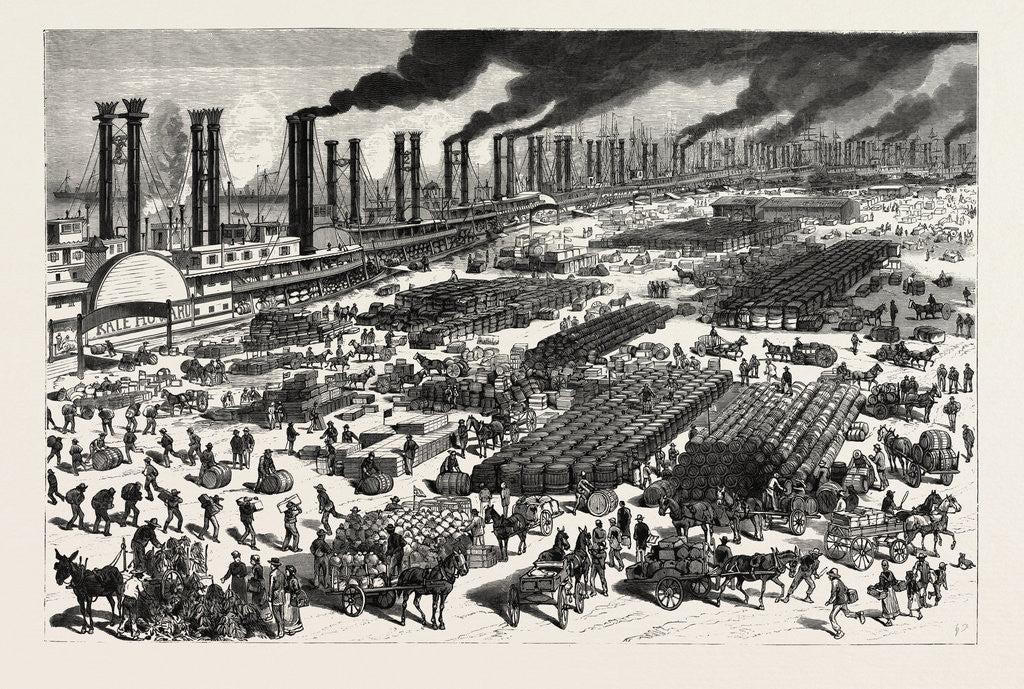 Detail of Louisiana: The Business Boom in the South a Scene on the Levée at New Orleans by Anonymous