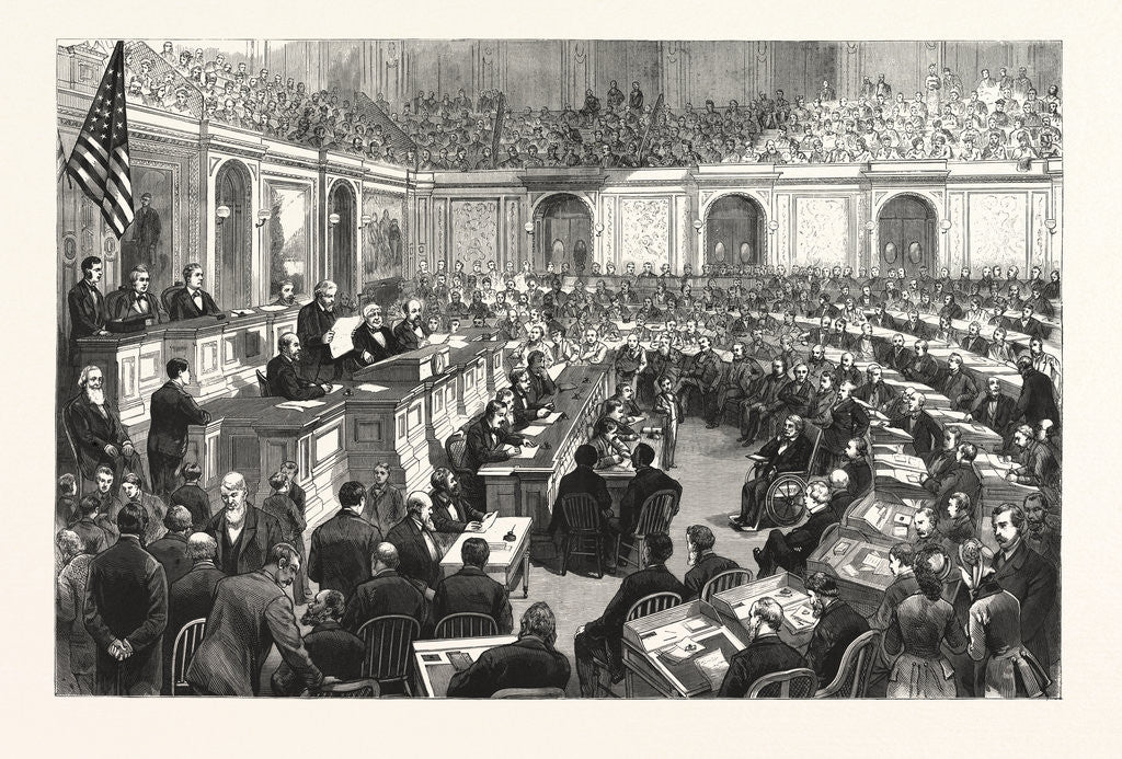 Detail of Washington D.C.: The Official Count of the Electoral Votes for President and Vice-President, in the Hall of the Representatives by Anonymous