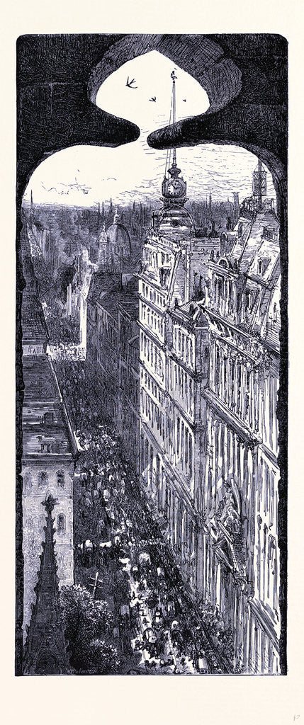 Detail of Broadway Seen from the Trinity Church Manhattan New York by Anonymous