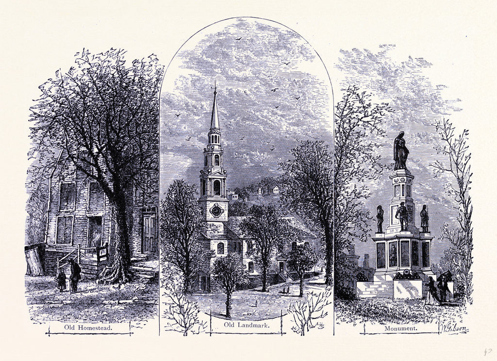 Detail of Providence: Old Homestead Old Landmark Monument by Anonymous