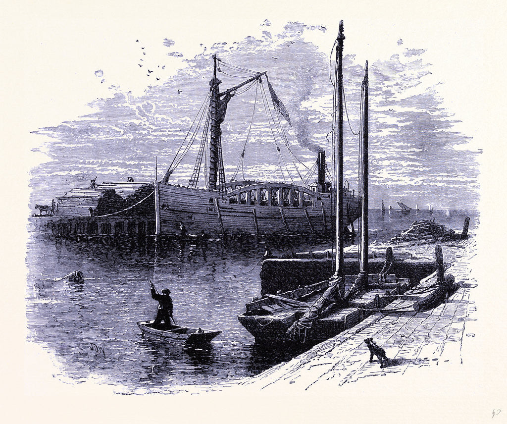 Detail of Cargo Boats Shipping Wood at Sandusky by Anonymous