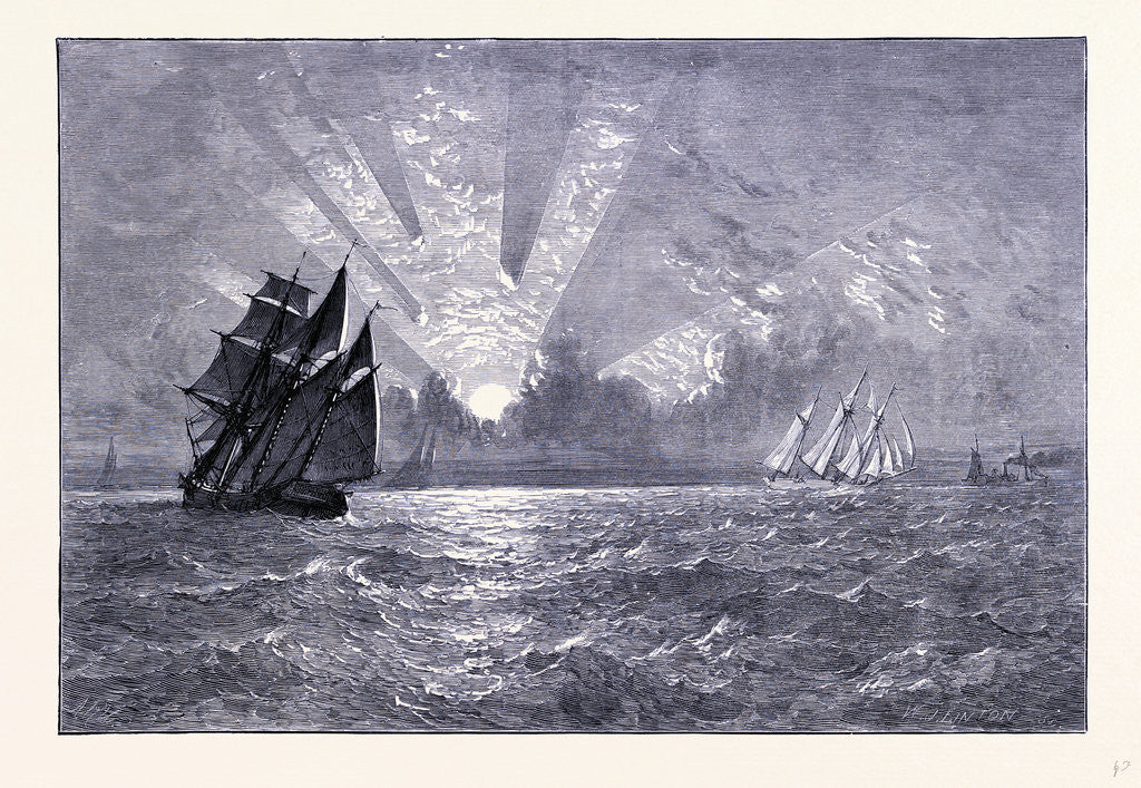 Detail of Sunset on Lake Michigan by Anonymous