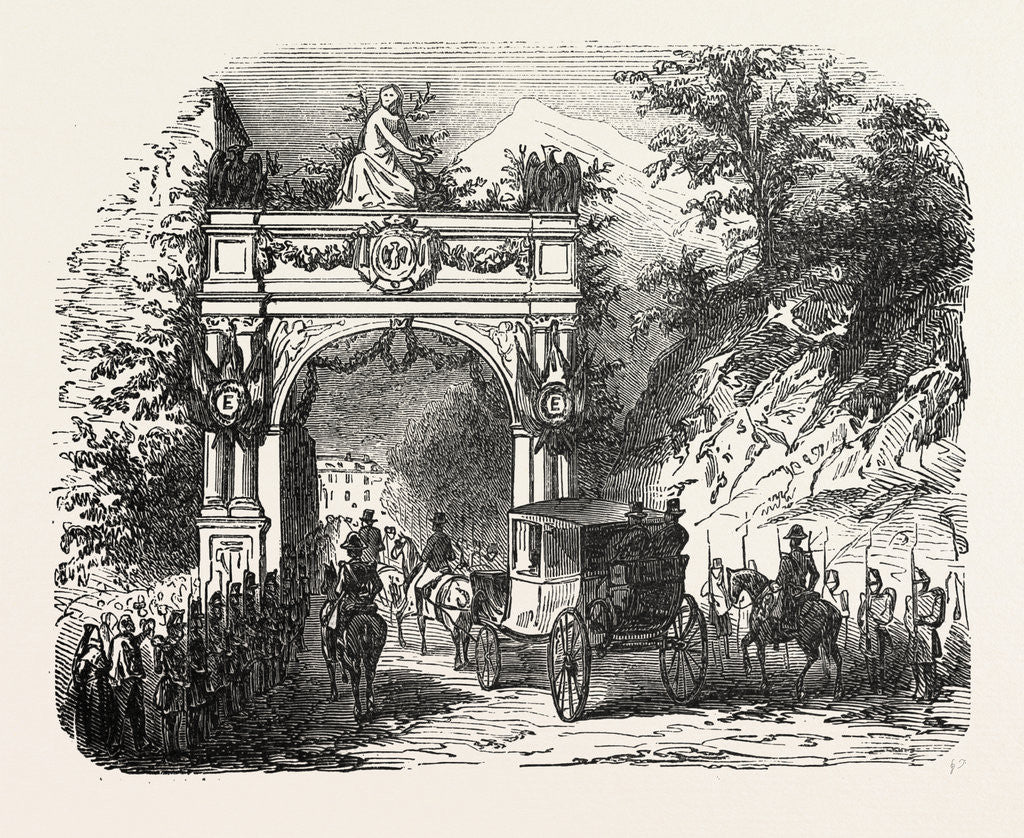 Detail of Arc de triomphe erected at the entrance of Eaux-Bonnes, for the reception of the Empress by Anonymous