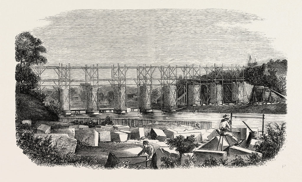 Detail of Construction of the viaduct of Mayenne, in Laval (railroad west), France by Anonymous
