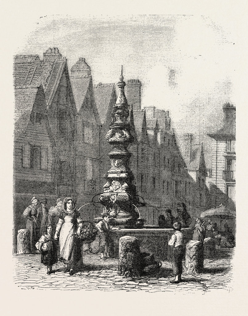 Detail of Fountain on the grand marché in Tours, France by Anonymous