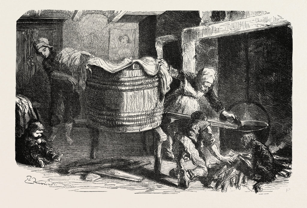 Detail of Scenes Of Country Life: The laundry. Studies by Damourette by Anonymous