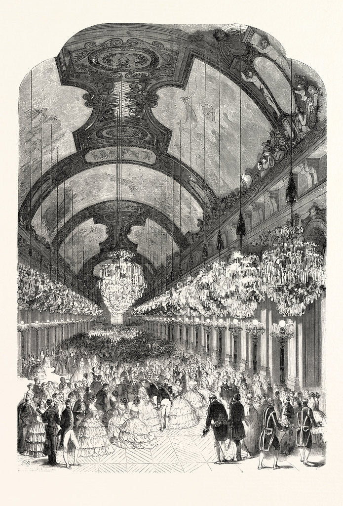 Detail of Entrance of Ll. Mm. Royals and Imperials in the Hall of Mirrors of the Palace of Versailles, August 25, 1855, France by Anonymous