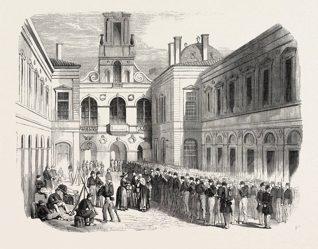 Detail of Inspection, in the Courtyard of the Townhall of Lyon, the Young Soldiers Sent to Crimea. 1855. France by Anonymous