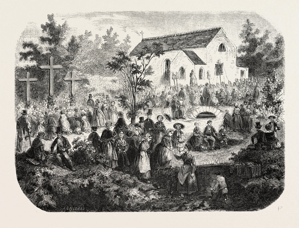 Detail of Fete of the Nativity of Our Lady: Pilgrimage to Our Lady of the Angels, Livry (Seine-Et-Oise), France, 1855 by Anonymous
