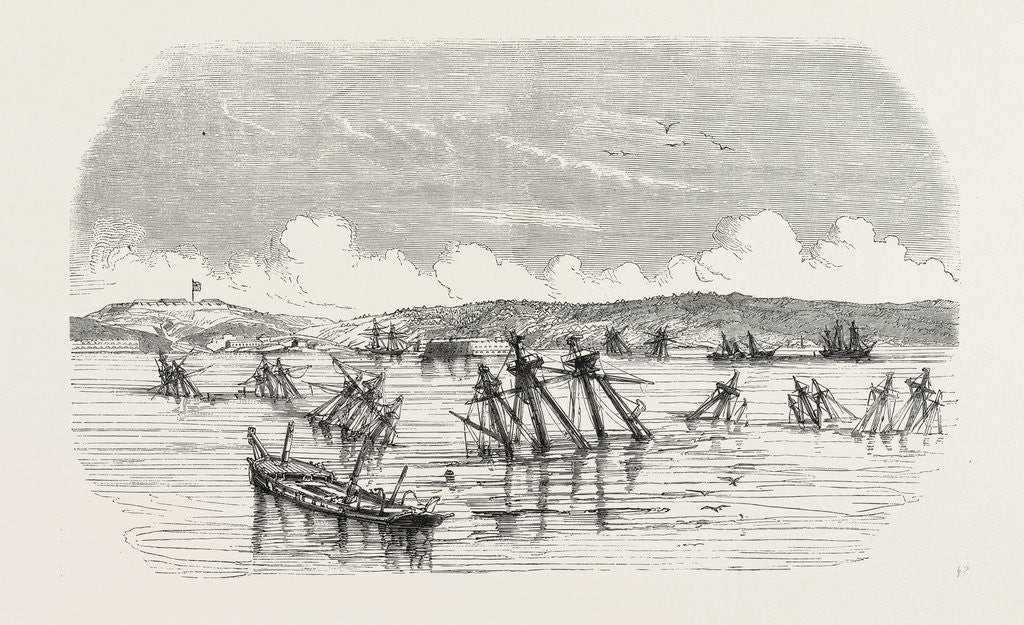Detail of State of the Russian Ships, the Day after the Capture of Sevastopol by the French Army. The Crimean War, 1855 by Anonymous