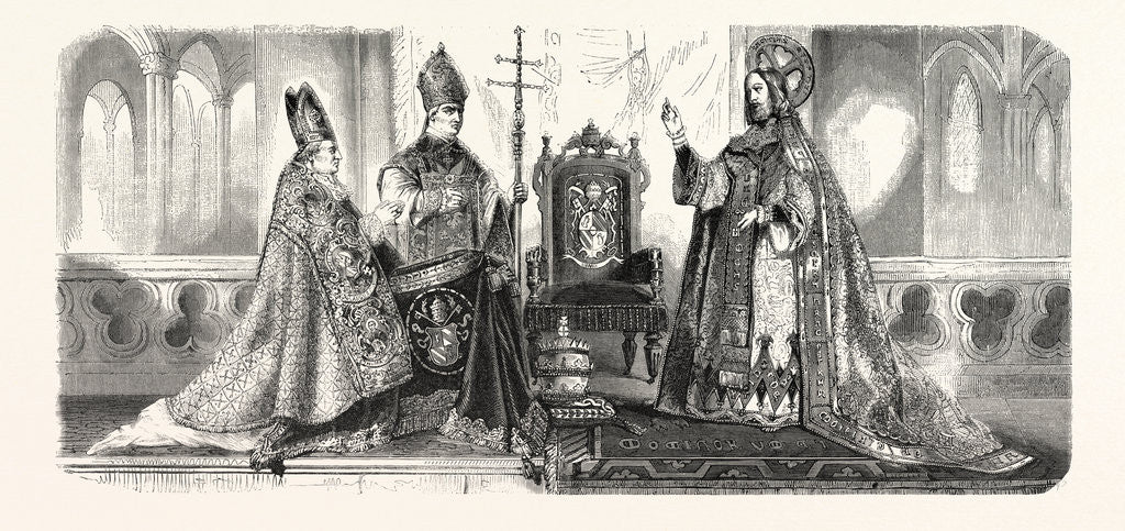 Detail of Exhibition Universal of the Industry. Products of Belgium. Embroidery for Church Ornaments. Paris, France, Exposition Universelle by Anonymous